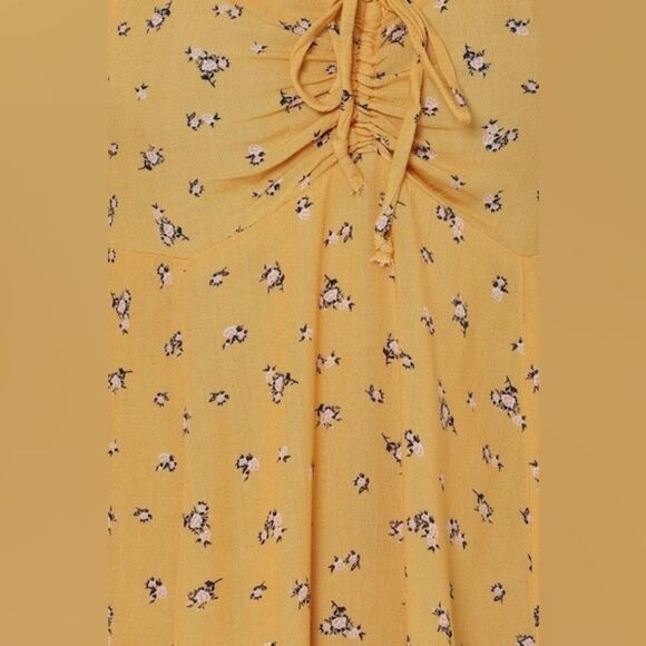 AMERICAN EAGLE WOMEN YELLOW RUCHED FLUTTER-SLEEVE MINI DRESS SMALL #718 - Picture 9 of 9